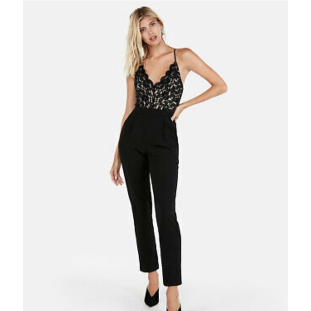 Express lace top black jumpsuit